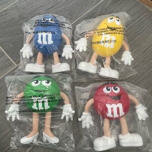 4 M&M’s Mar’s Candy Character Figures Red, Yellow, Green, & Blue Complete Set